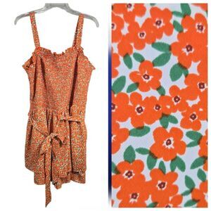 Cato Floral Orange Romper Women's Plus 18/20 Skirt Skort Shorts Jumper One Piece